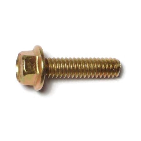 Grade 8, 1/4-20 Flange Bolt, Zinc Plated Steel, 1 In L, 8 PK